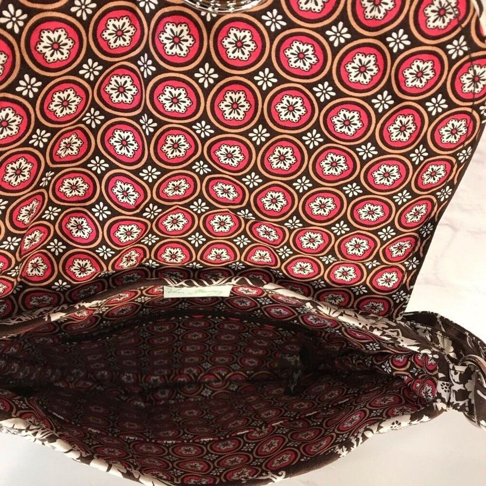 Vera Bradley Womens Imperial Toile Tote Bag Brown Hummingbird Floral Zipper M - Picture 7 of 12